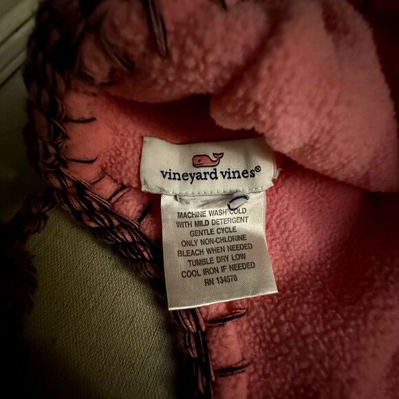 Vineyard Vines pink and blue striped Pom Pom hat with side braids - OS - Picture 5 of 7
